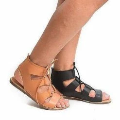 Stardust04S By Bamboo, Open Toe Gladiator Lace Up Flat Sandals