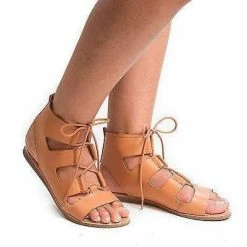 Stardust04S By Bamboo, Open Toe Gladiator Lace Up Flat Sandals