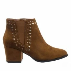 Bamboo New State11 Metal Stud Block Heel Chelsea Dress Ankle Bootie For Women