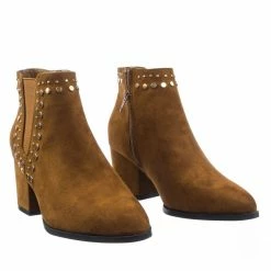 Bamboo New State11 Metal Stud Block Heel Chelsea Dress Ankle Bootie For Women