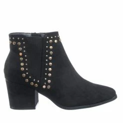 Bamboo New State11 Metal Stud Block Heel Chelsea Dress Ankle Bootie For Women