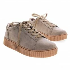 New Stealthy01M By Bamboo, Classic Round Toe Lace Up Flats With Platform Ribbed Tooling Sneaker