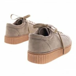 New Stealthy01M By Bamboo, Classic Round Toe Lace Up Flats With Platform Ribbed Tooling Sneaker