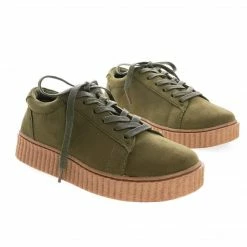 New Stealthy01M By Bamboo, Classic Round Toe Lace Up Flats With Platform Ribbed Tooling Sneaker