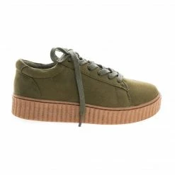 New Stealthy01M By Bamboo, Classic Round Toe Lace Up Flats With Platform Ribbed Tooling Sneaker