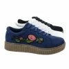 New Stealthy02M By Bamboo, Embroidered Floral Patchwork Platform Lace Up Creeper Sneaker.