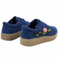 New Stealthy02M By Bamboo, Embroidered Floral Patchwork Platform Lace Up Creeper Sneaker.