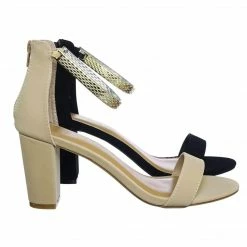 Bamboo Striking11 Metallic Textured Ankle Strap On Chunky Block Heel Dress Sandal New