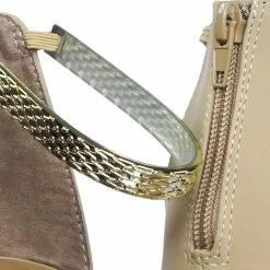 Bamboo Striking11 Metallic Textured Ankle Strap On Chunky Block Heel Dress Sandal New