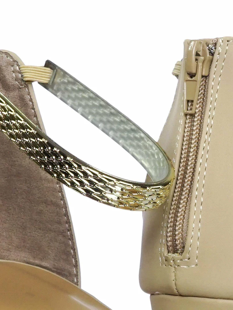 Bamboo Striking11 Metallic Textured Ankle Strap On Chunky Block Heel Dress Sandal New