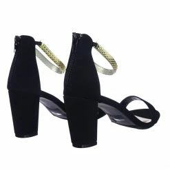 Bamboo Striking11 Metallic Textured Ankle Strap On Chunky Block Heel Dress Sandal New