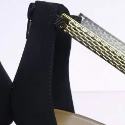 Bamboo Striking11 Metallic Textured Ankle Strap On Chunky Block Heel Dress Sandal New