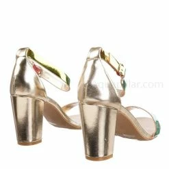 Bamboo New Striking28 Hologram Chunky Block Heel Sandal - Women Ankle Strap Heeled Shoes