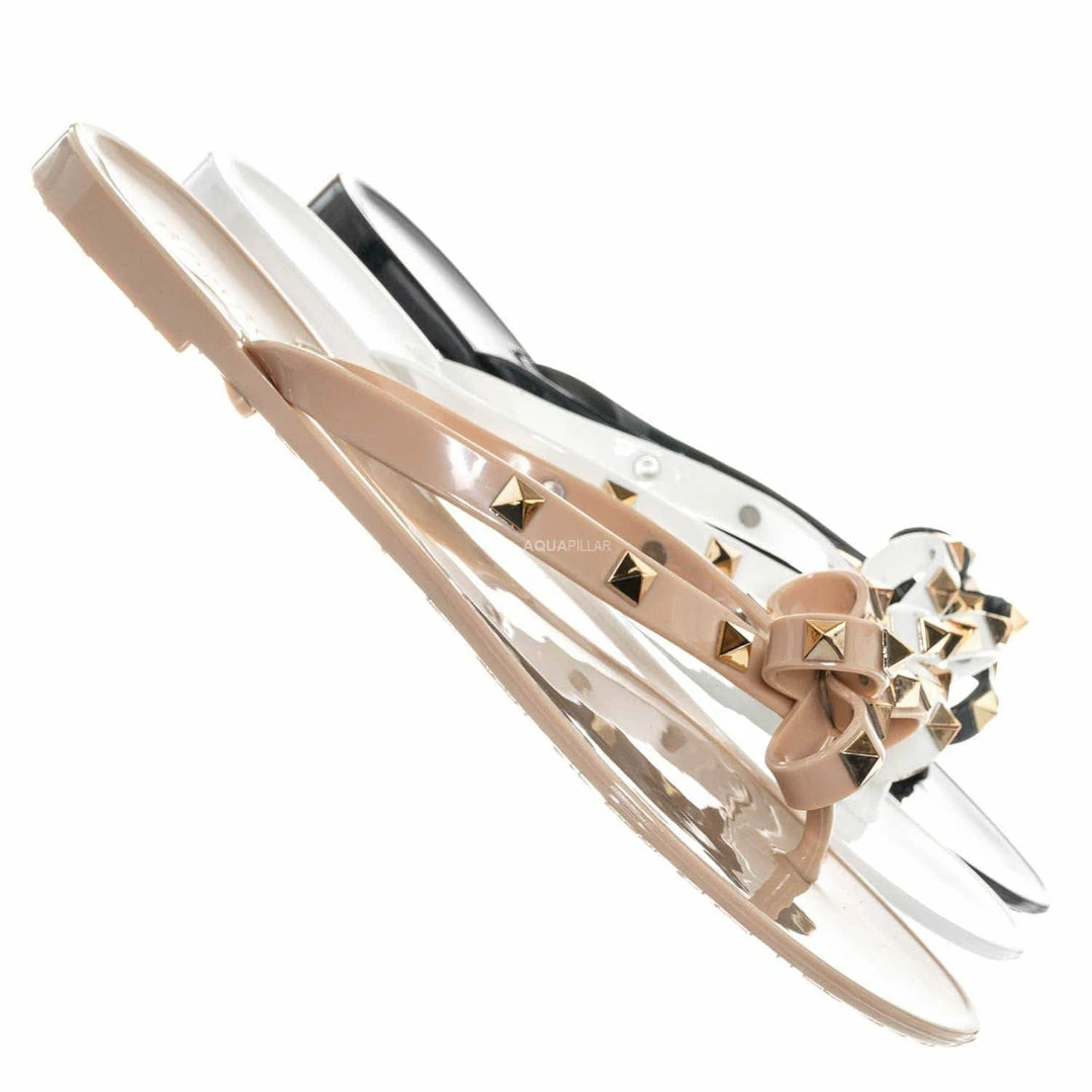 Bamboo New Studs01 Stud Jelly Slip On Slides - Beach Slipper W Metal Pyramid Stud