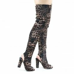 Bamboo Sunlight02 Over Knee Thigh High Boots Block Heel In Plain, Glitter & Leopard