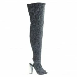 Bamboo Sunlight02 Over Knee Thigh High Boots Block Heel In Plain, Glitter & Leopard