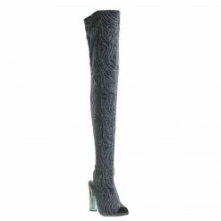 Bamboo Sunlight02 Over Knee Thigh High Boots Block Heel In Plain, Glitter & Leopard