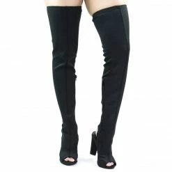 Bamboo Sunlight02 Over Knee Thigh High Boots Block Heel In Plain, Glitter & Leopard