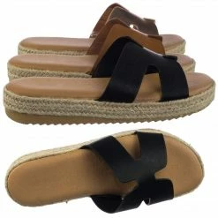 Bamboo Superb01 Espadrille Rope Wrap Flatform Platform Slide Slipper W White Outsole