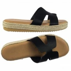 Bamboo Superb01 Espadrille Rope Wrap Flatform Platform Slide Slipper W White Outsole