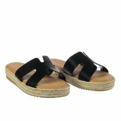 Bamboo Superb01 Espadrille Rope Wrap Flatform Platform Slide Slipper W White Outsole