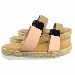Bamboo Superb03 Espadrille Jute Rope Platform Slide In Slipper Flatform W Shark Tooth