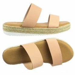 Bamboo Superb03 Espadrille Jute Rope Platform Slide In Slipper Flatform W Shark Tooth