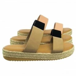 Bamboo Superb03 Espadrille Jute Rope Platform Slide In Slipper Flatform W Shark Tooth