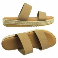 Bamboo Superb03 Espadrille Jute Rope Platform Slide In Slipper Flatform W Shark Tooth