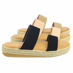 Bamboo Superb03 Espadrille Jute Rope Platform Slide In Slipper Flatform W Shark Tooth