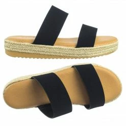 Bamboo Superb03 Espadrille Jute Rope Platform Slide In Slipper Flatform W Shark Tooth