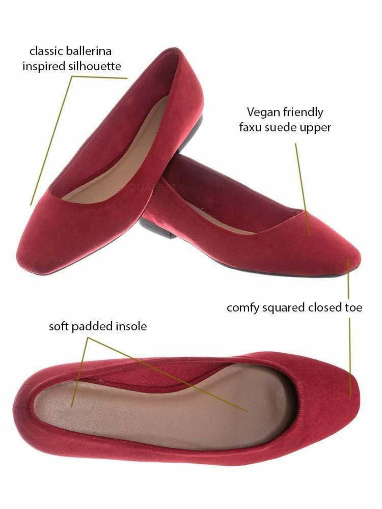 Bamboo New Sweep01 Square Toe Ballet Flats - Womens Solid & Cheetah Ballerina Padded Shoes