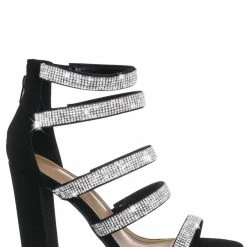 Bamboo New Sweetlove04 Rhinestone Crystal Cage Heel Sandal - Womens Gladiator Chunky Heel