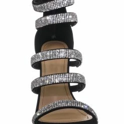 Bamboo New Sweetlove04 Rhinestone Crystal Cage Heel Sandal - Womens Gladiator Chunky Heel