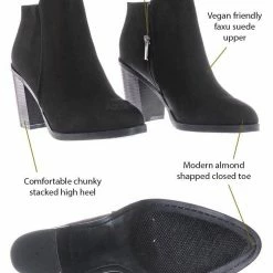 Bamboo Sword24 Classic Chunky Stack Heel Bootie - Minimal Dress Ankle Boots New