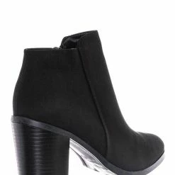 Bamboo Sword24 Classic Chunky Stack Heel Bootie - Minimal Dress Ankle Boots New