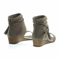 Talented06s By Bamboo, Low Wedge Sandal W Ankle Bootie Cuff & Tassel & Zipper