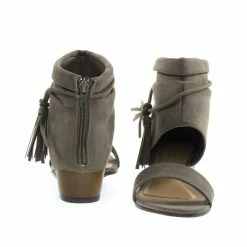 Talented06s By Bamboo, Low Wedge Sandal W Ankle Bootie Cuff & Tassel & Zipper