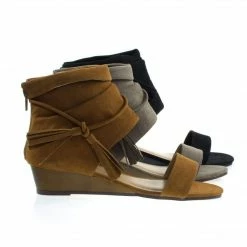 Talented06s By Bamboo, Low Wedge Sandal W Ankle Bootie Cuff & Tassel & Zipper