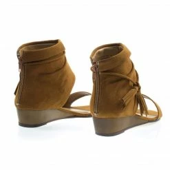 Talented06s By Bamboo, Low Wedge Sandal W Ankle Bootie Cuff & Tassel & Zipper