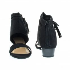 Talented06s By Bamboo, Low Wedge Sandal W Ankle Bootie Cuff & Tassel & Zipper