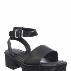 Bamboo New Tough11 Clog Flatform Heel Sandals - Womens Fashion Double Strap Open Toe Shoe