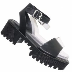 Bamboo New Tough11 Clog Flatform Heel Sandals - Womens Fashion Double Strap Open Toe Shoe