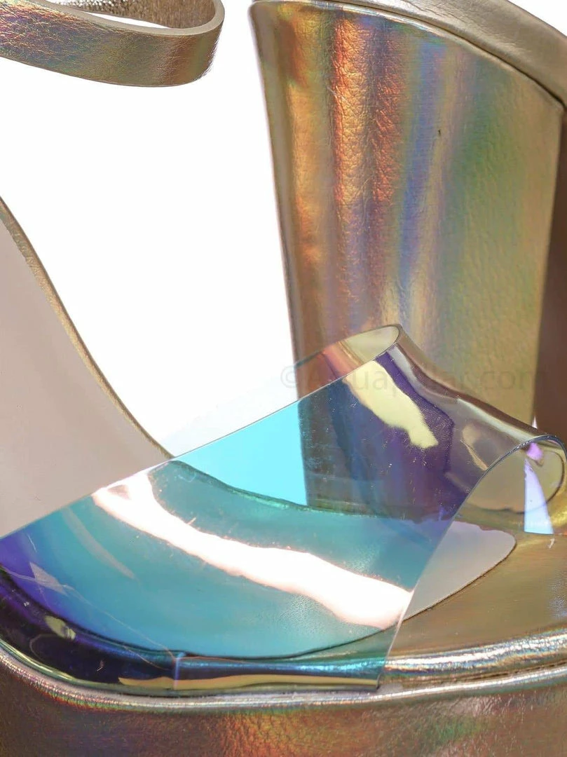 Bamboo Tournament95 Chunky Block Heel Platform Sandal - In Rainbow & Clear Lucite