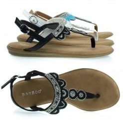Bamboo Tundra59 Comfortable Padded Flat Sandal W Tribal Inspired Beads & Rhinestone New