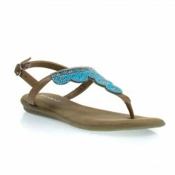 Bamboo Tundra59 Comfortable Padded Flat Sandal W Tribal Inspired Beads & Rhinestone New