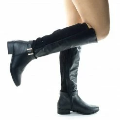 Bamboo New Ultimate17 Low Block Heel Calf High Biker Riding Boot, Belt & Sweater Shaft