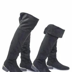 Bamboo New Ultimate18 Foldable Slouch Knee High Dress Boots W Metal Strip & Faux Fur Lining
