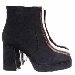 Bamboo Underlined01 Platform Block Heel Bootie - Women Croc & Suede Ankle Pump Boot New