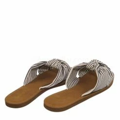 Bamboo New Upbeat10 Slide In Slippers W Knotted Sandal - Women's Floral Stripe Linen Shoes
